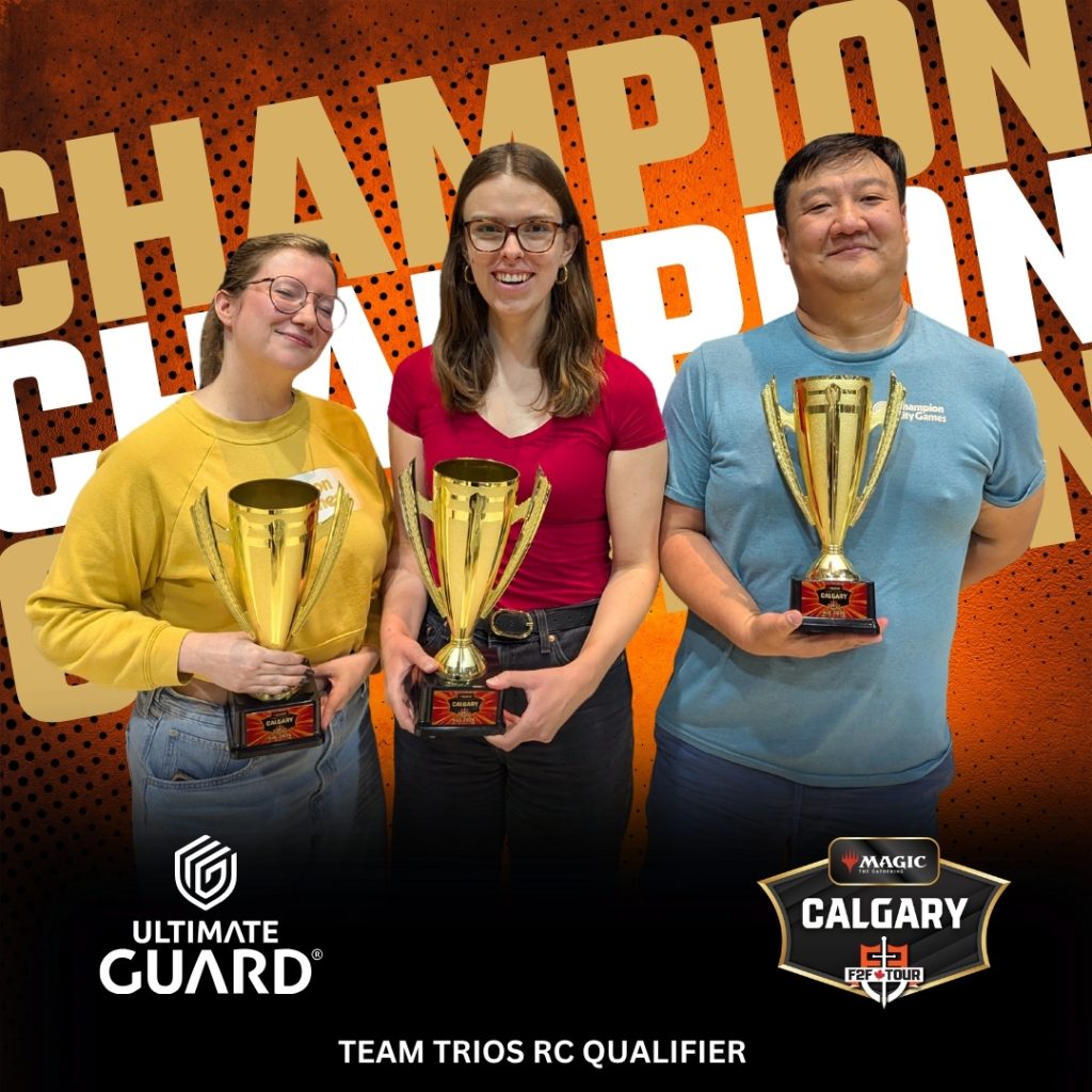 Chantelle Campbell, Anna Heggerud and Bo Su with their trophies after winning the Team Trios RC Qualifier at F2F Tour Calgary 2026